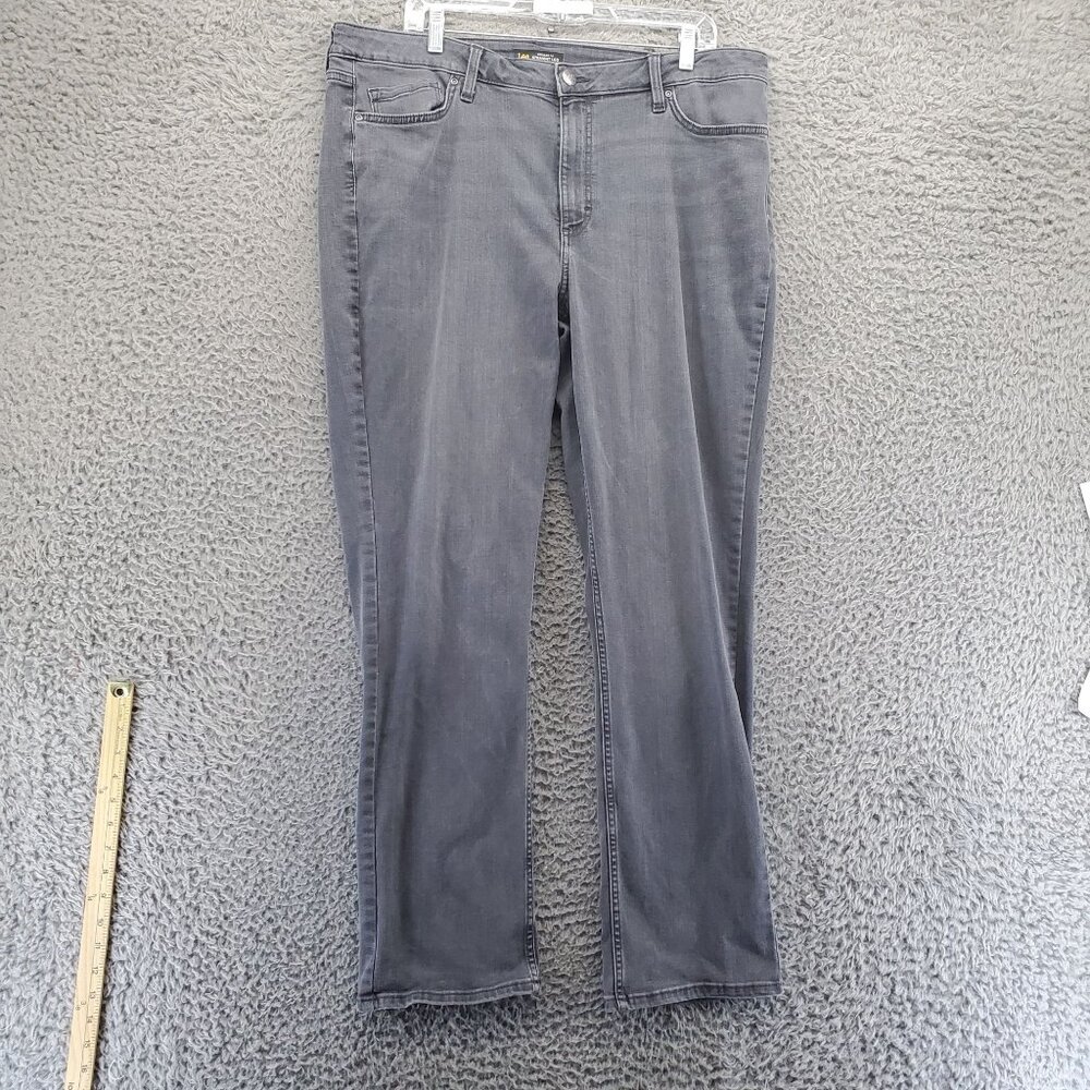 Lee Jeans Womens Size 18 Long Gray Regular Fit Straight Leg Mid Rise